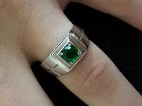 Sterling Silver Emerald Quartz Men's Ring 202//151